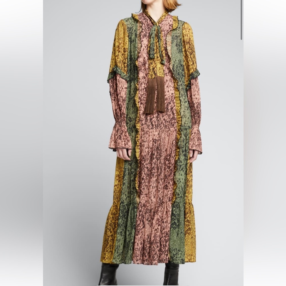 Alexis Long Sleeve Dress in Green and Pink